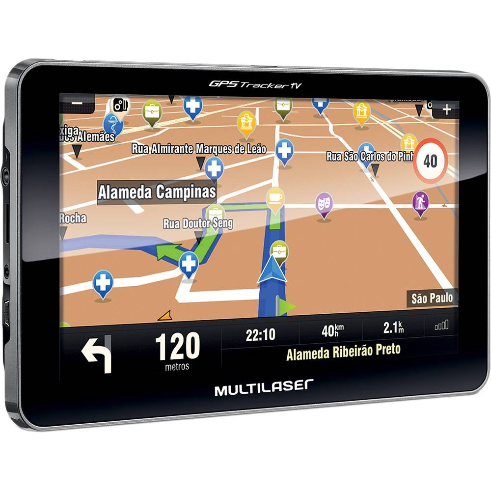 GPS Multilaser Tracker III com TV Digital e FM Tela Touch Screen de 7.0