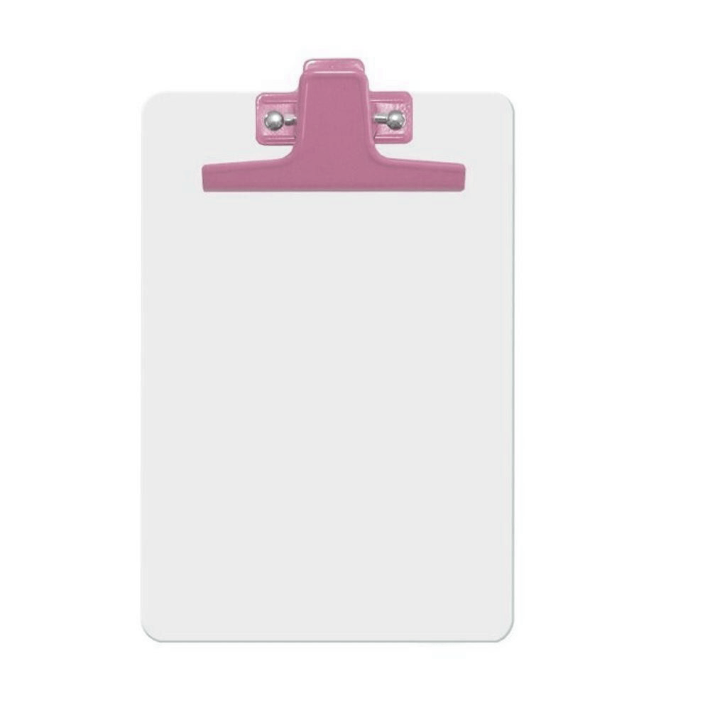 prancheta-em-mdf-a5-branca-prendedor-rosa-acrimet prancheta-em-mdf-a5-branca-prendedor-rosa-acrimet