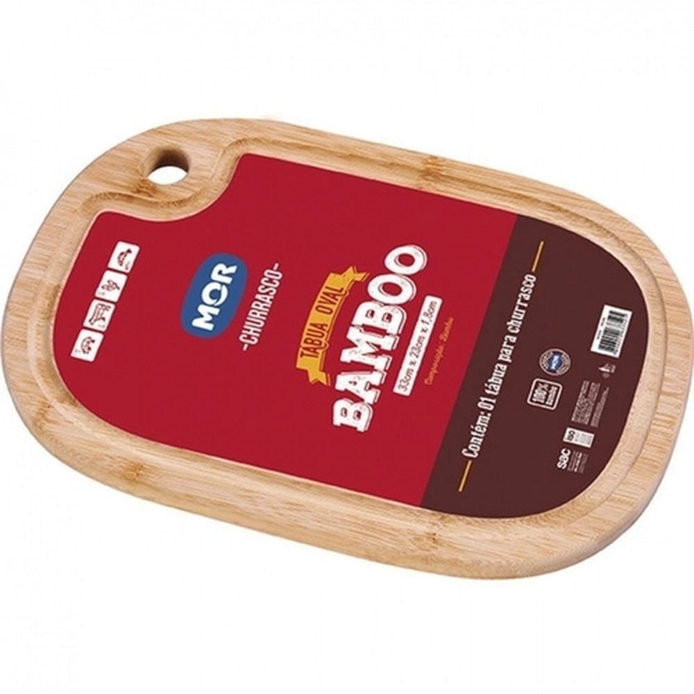 Tabua Churrasco Oval Bamboo 003352 - Mor Tabua Churrasco Oval Bamboo 003352 - Mor