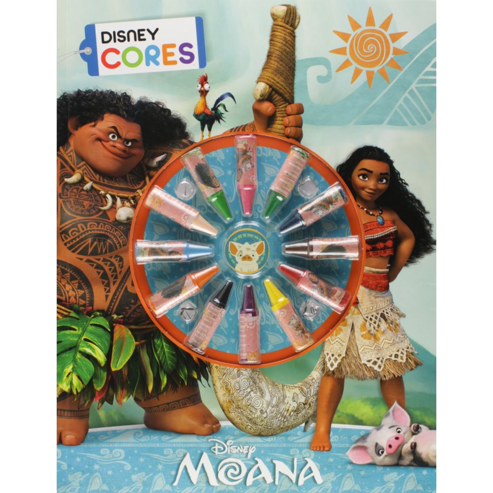 2 livros infantis colorir Moana Disney com lápis de cor + massinha