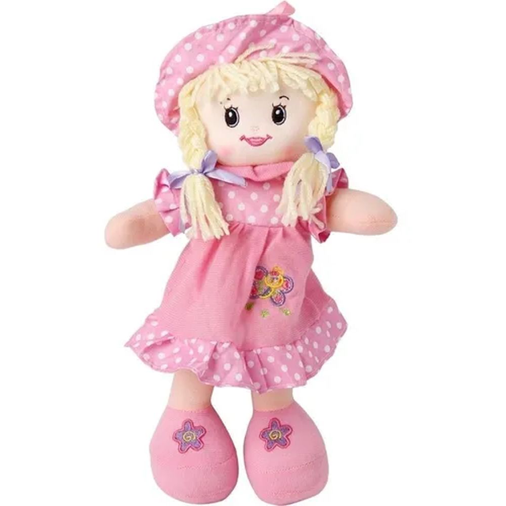 Boneca de Pano Lola 36cm Vestido Rosa - BBR Toys - nivalmix