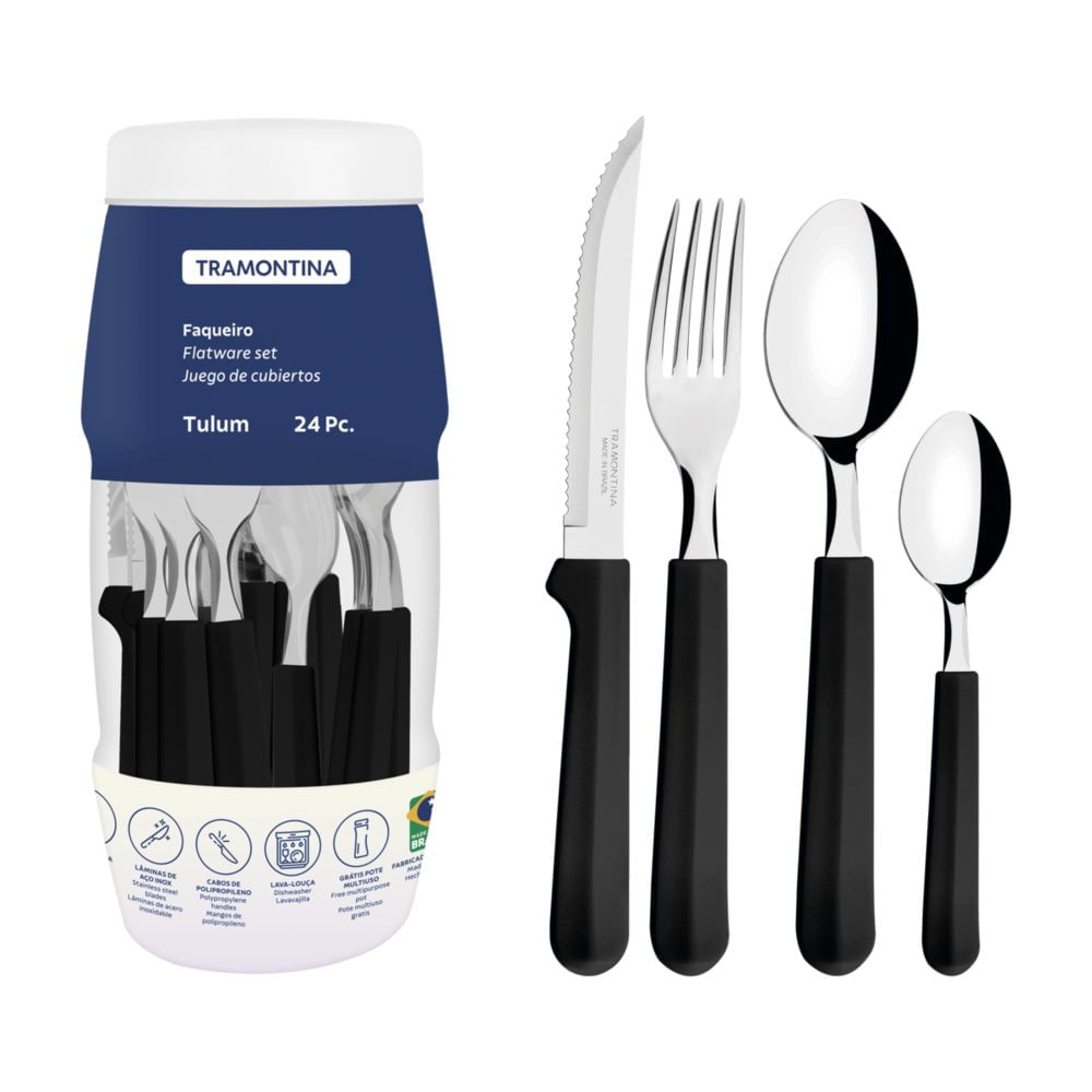 Nivalmix-Faqueiro-Tulum-24-Pecas-Preto-23299-089-Tramontina-2339681 Nivalmix-Faqueiro-Tulum-24-Pecas-Preto-23299-089-Tramontina-2339681