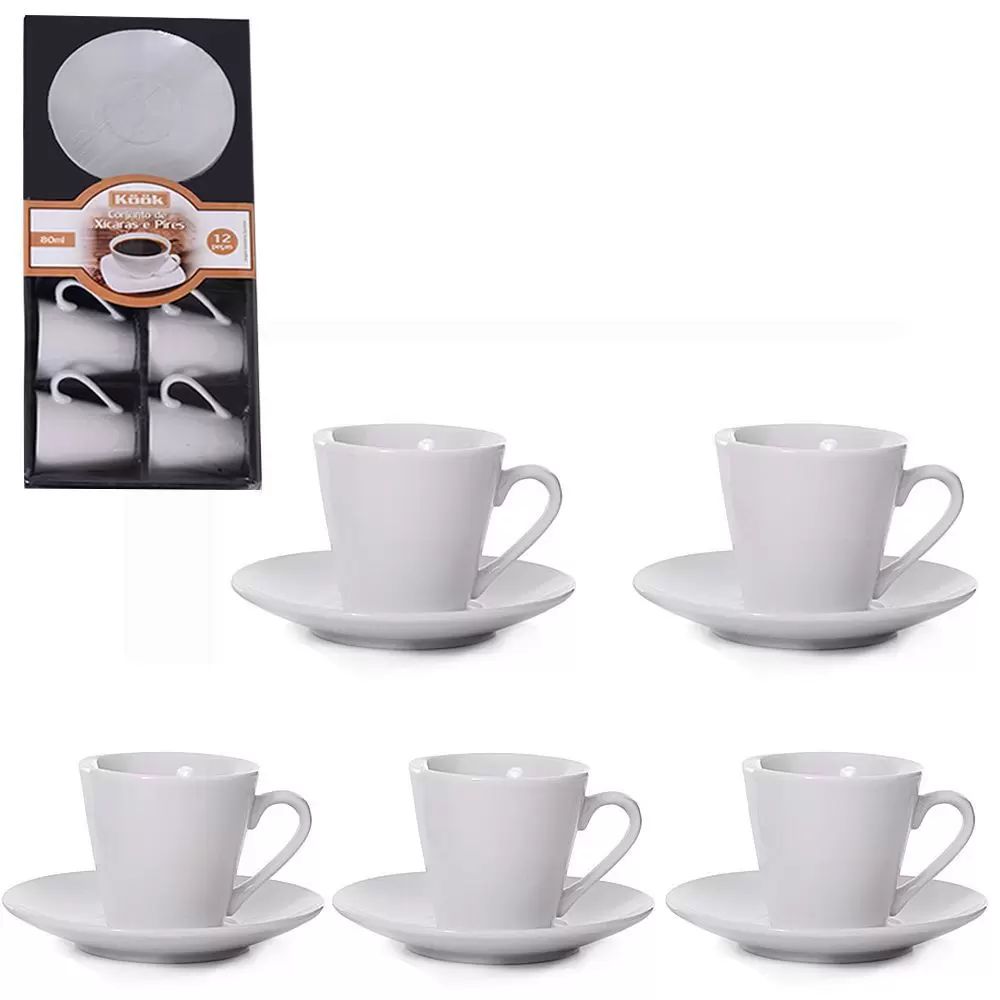 Jogo com 8 xícaras de chá empilhável 220 ml Oxford porcelana branca e 8  píres Original