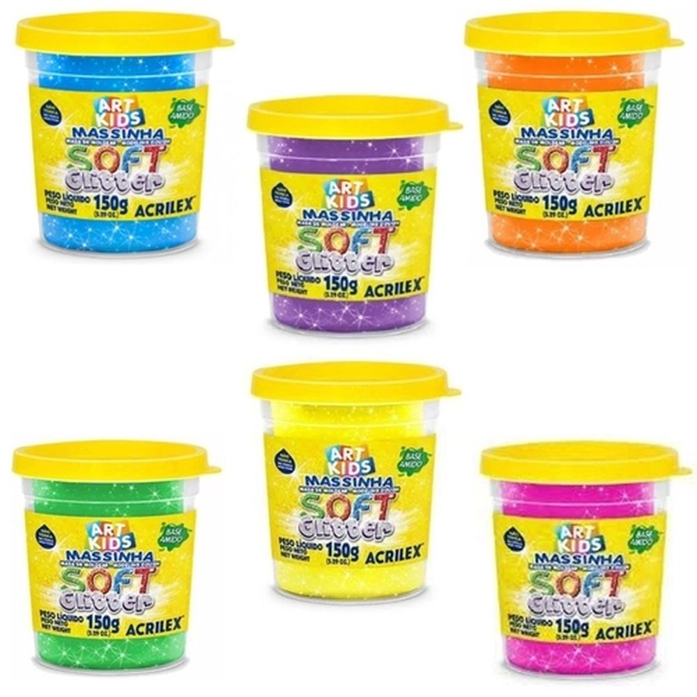 Nivalmix-Massinha-de-Modelar-Soft-Glitter-6-Cores-07399-Acrilex-2365486 Nivalmix-Massinha-de-Modelar-Soft-Glitter-6-Cores-07399-Acrilex-2365486