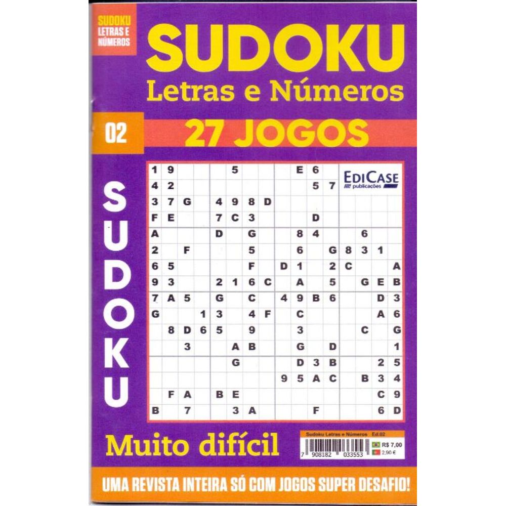 Sudoku Letras e Números 27 Jogos Edição 02 - Edi Case - nivalmix