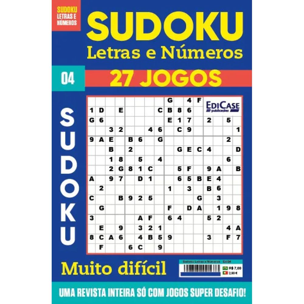 Sudoku Letras e Números 27 Jogos Edição 04 - Edi Case - nivalmix