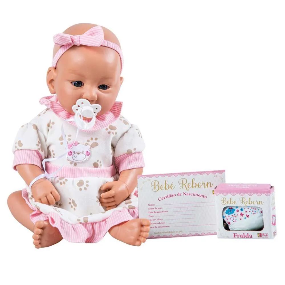 Boneca Baby Ninos Reborn Sons de Bebe Cotiplás 2219 na Papelaria