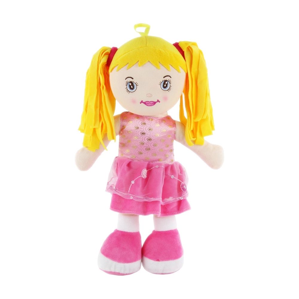 Boneca de Pano Lola 36cm Vestido Rosa - BBR Toys - nivalmix