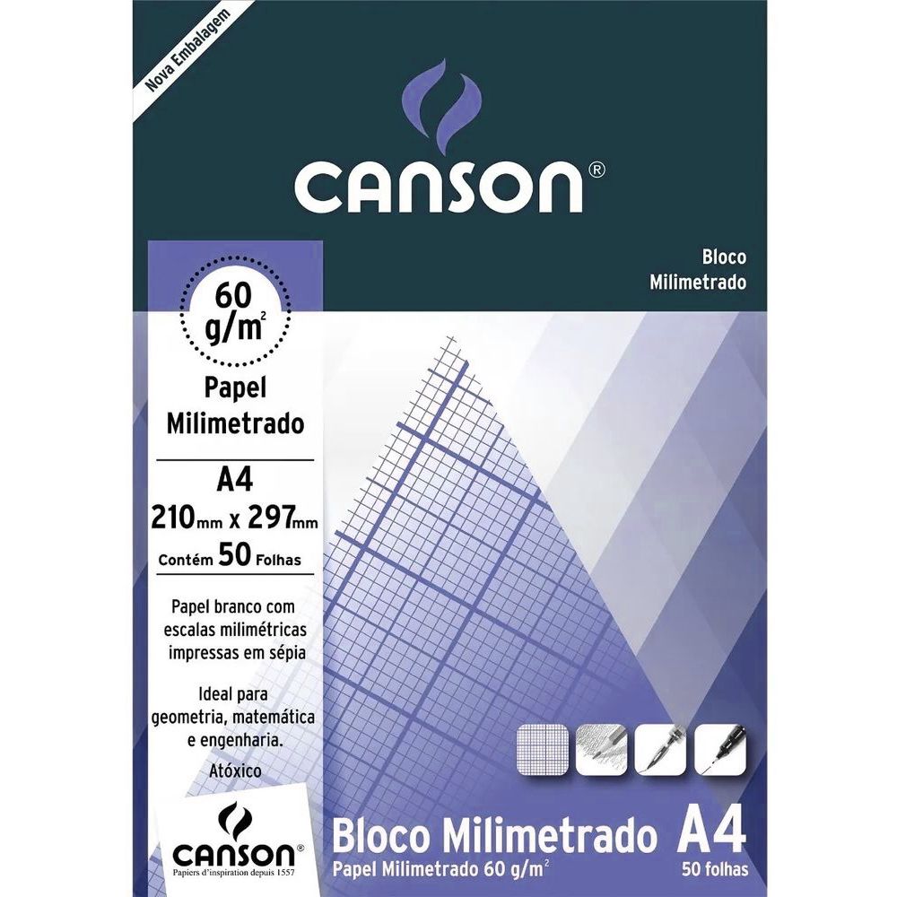 Nivalmix-Papel-Milimetrado-A4-63-m2-50-Folhas-Canson-103450 Nivalmix-Papel-Milimetrado-A4-63-m2-50-Folhas-Canson-103450
