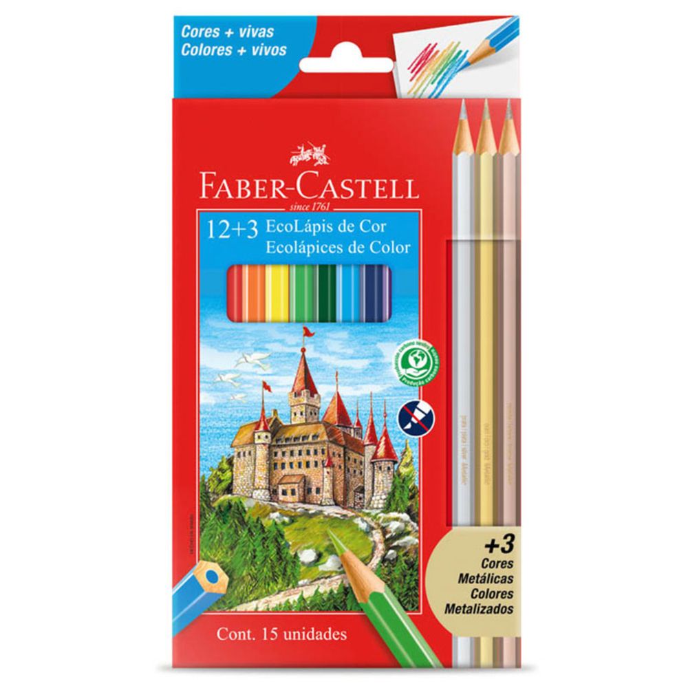 Nivalmix-EcoLapis-de-Cor-12-mais-3-Cores-Metalicas-Faber-Castell-2377420 Nivalmix-EcoLapis-de-Cor-12-mais-3-Cores-Metalicas-Faber-Castell-2377420