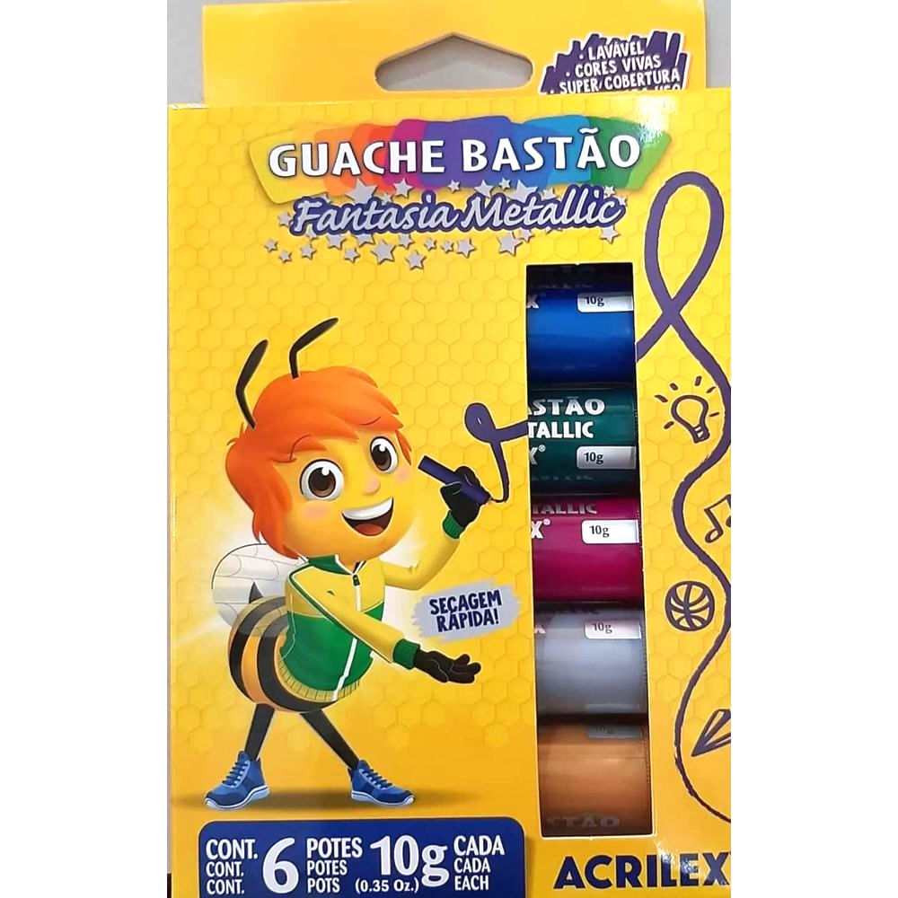 Nivalmix-Tinta-Guache-Bastao-06-Cores-Fantasia-Metallic-Acrilex-2365447 Nivalmix-Tinta-Guache-Bastao-06-Cores-Fantasia-Metallic-Acrilex-2365447