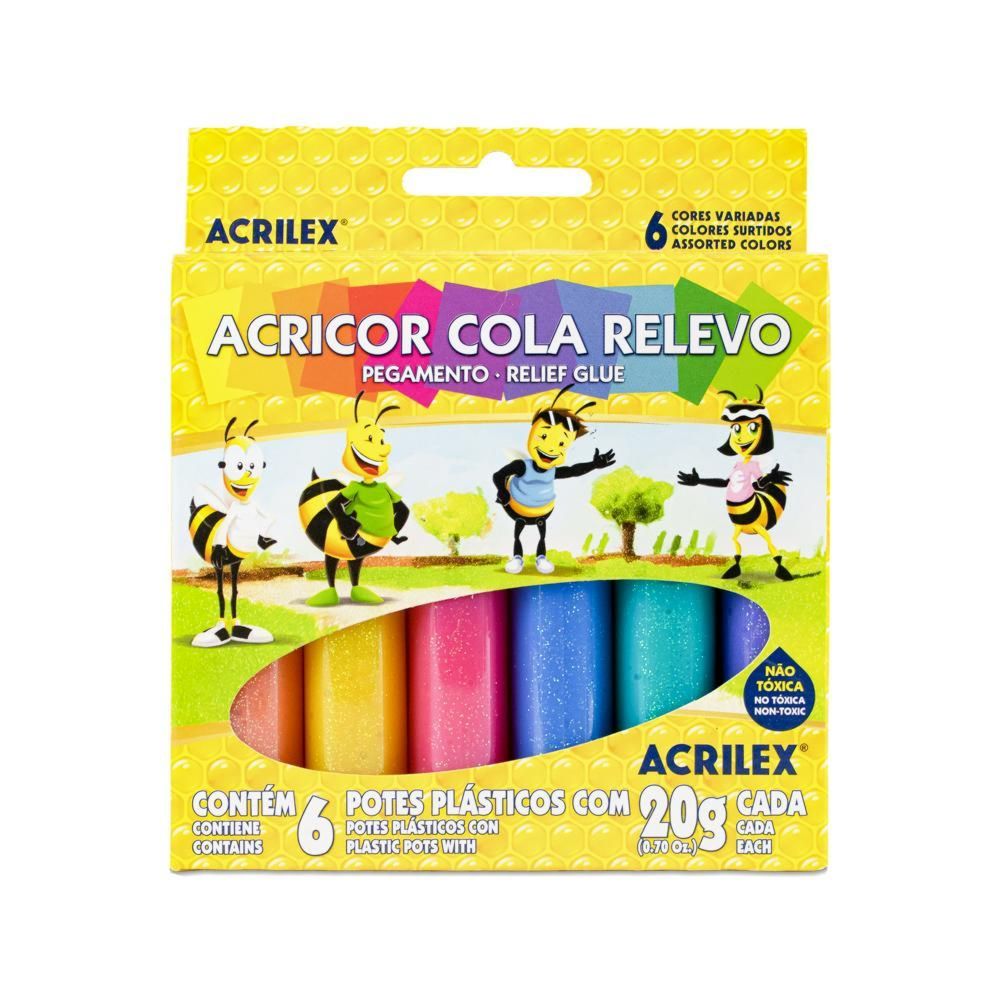Nivalmix-Cola-Relevo-Agricor-Glitter-06-Cores-20g-Acrilex-1394126 Nivalmix-Cola-Relevo-Agricor-Glitter-06-Cores-20g-Acrilex-1394126