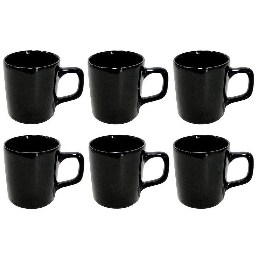 Nivalmix-Jogo-de-Xicaras-Ceramica-06-Pecas-90ml-Preta-Wellmix-2384050 Nivalmix-Jogo-de-Xicaras-Ceramica-06-Pecas-90ml-Preta-Wellmix-2384050