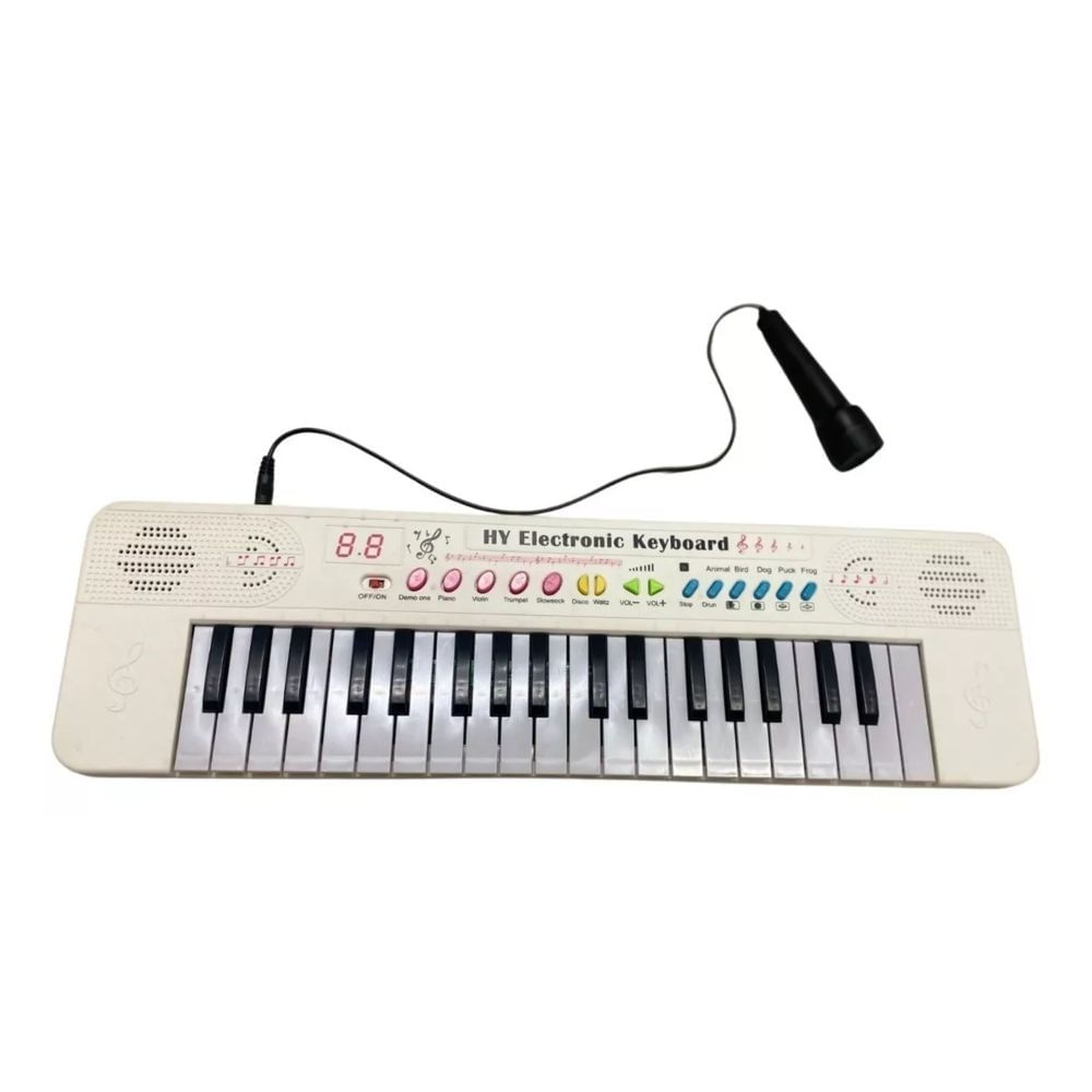 Teclado Infantil com Microfone 7548 Branco - Wellmix - nivalmix