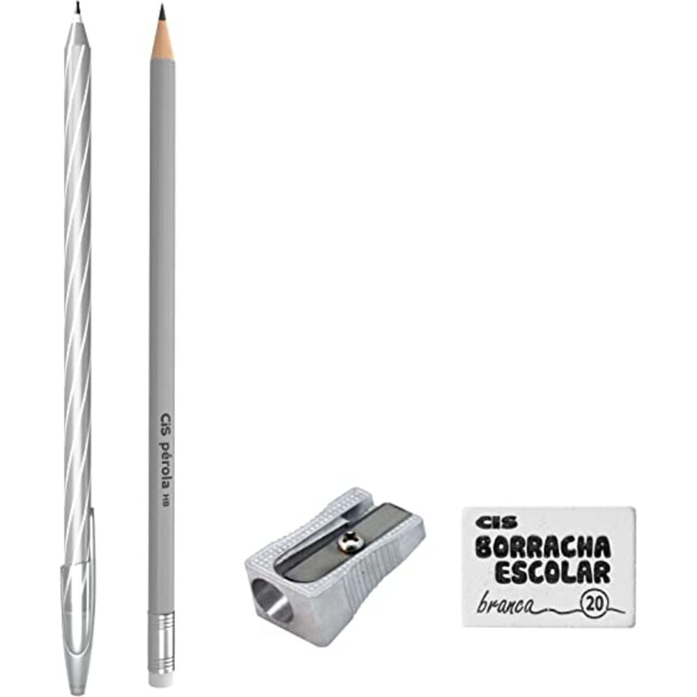 Kit-Escolar-de-Papelaria-Colors-com-4-Pecas-Cinza-Cis-2374716-2 Kit-Escolar-de-Papelaria-Colors-com-4-Pecas-Cinza-Cis-2374716-2
