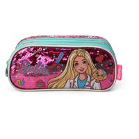 Nivalmix-Estojo-Escolar-Barbie-Pet-RosaVerde---Luxcel-2415497--1-