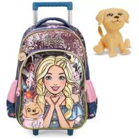 Nivalmix-Mochila-Escolar-de-Rodinhas-Barbie-Pet-AzulRosa---Luxcel-2415432--1-