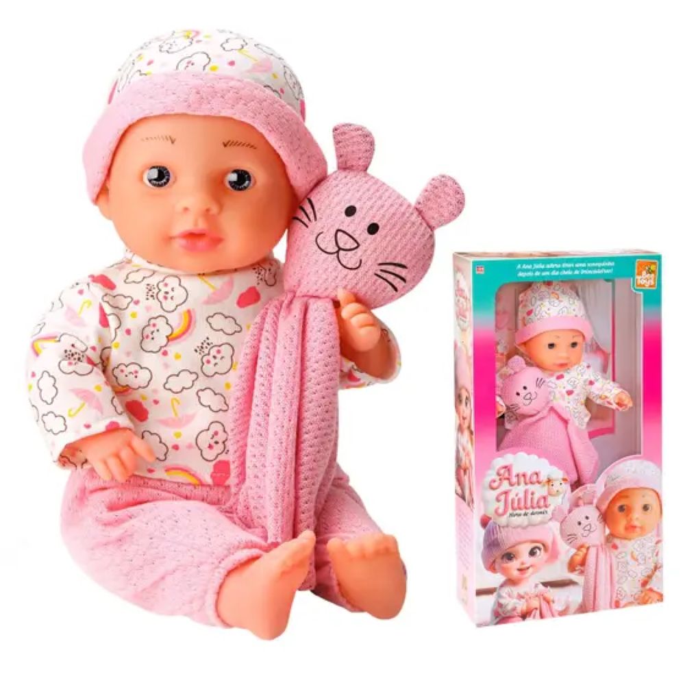 Nivalmix-Boneca-Ana-Julia-Hora-de-Dormir-com-Paninho-34cm-Bee-Toys-2500283 Nivalmix-Boneca-Ana-Julia-Hora-de-Dormir-com-Paninho-34cm-Bee-Toys-2500283